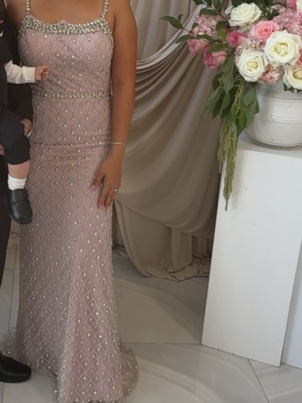 Embellished Blush Pink Evening Gown